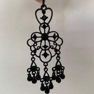 Black Crystal chandelier style pierced earrings